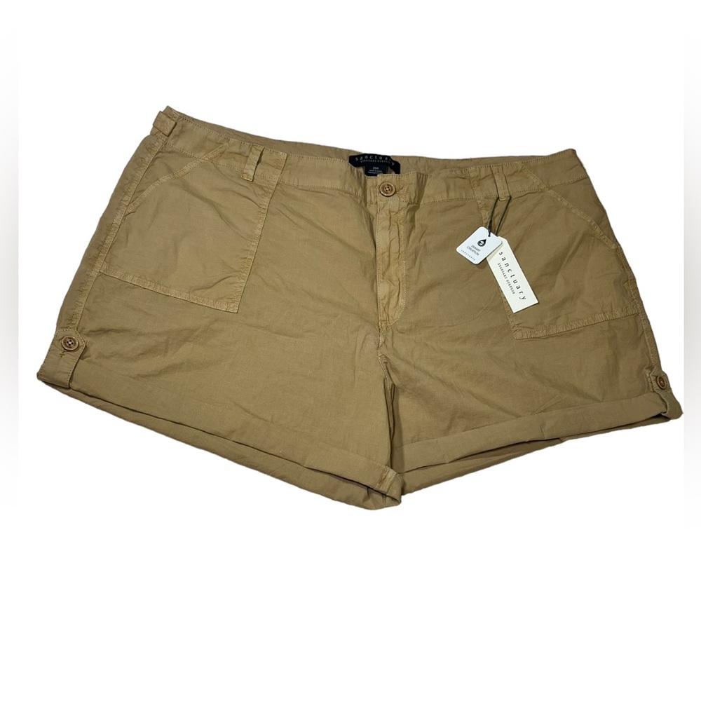 NWT $99 Sanctuary Getaway Cuffed Utility Women’s Shorts 20W Beige Tan